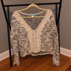 Francesca’s lace front, cropped sweater